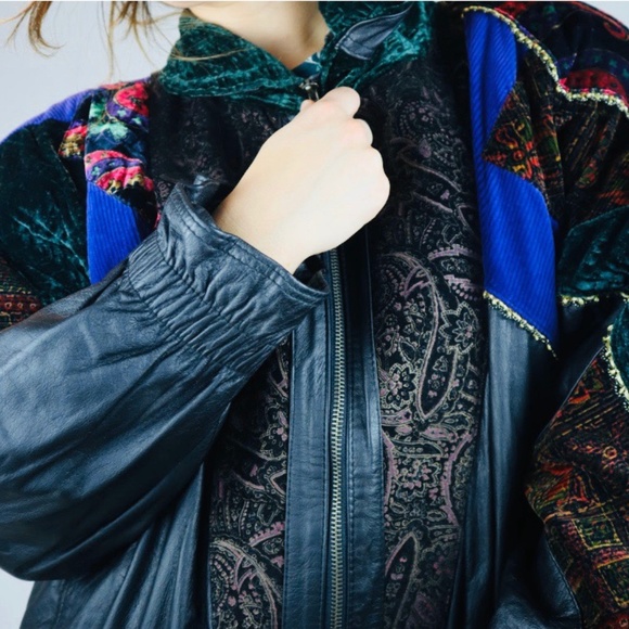 Vintage 80’s Pelle Leather Embroidered Jacket - Picture 2 of 4